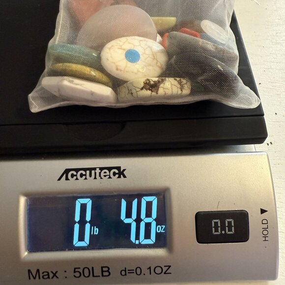 Mixed Gemstone Beads & Cabochons Crafting Lot 4.8 Oz Oval Hexagonal Shapes Polis - Picture 6 of 8